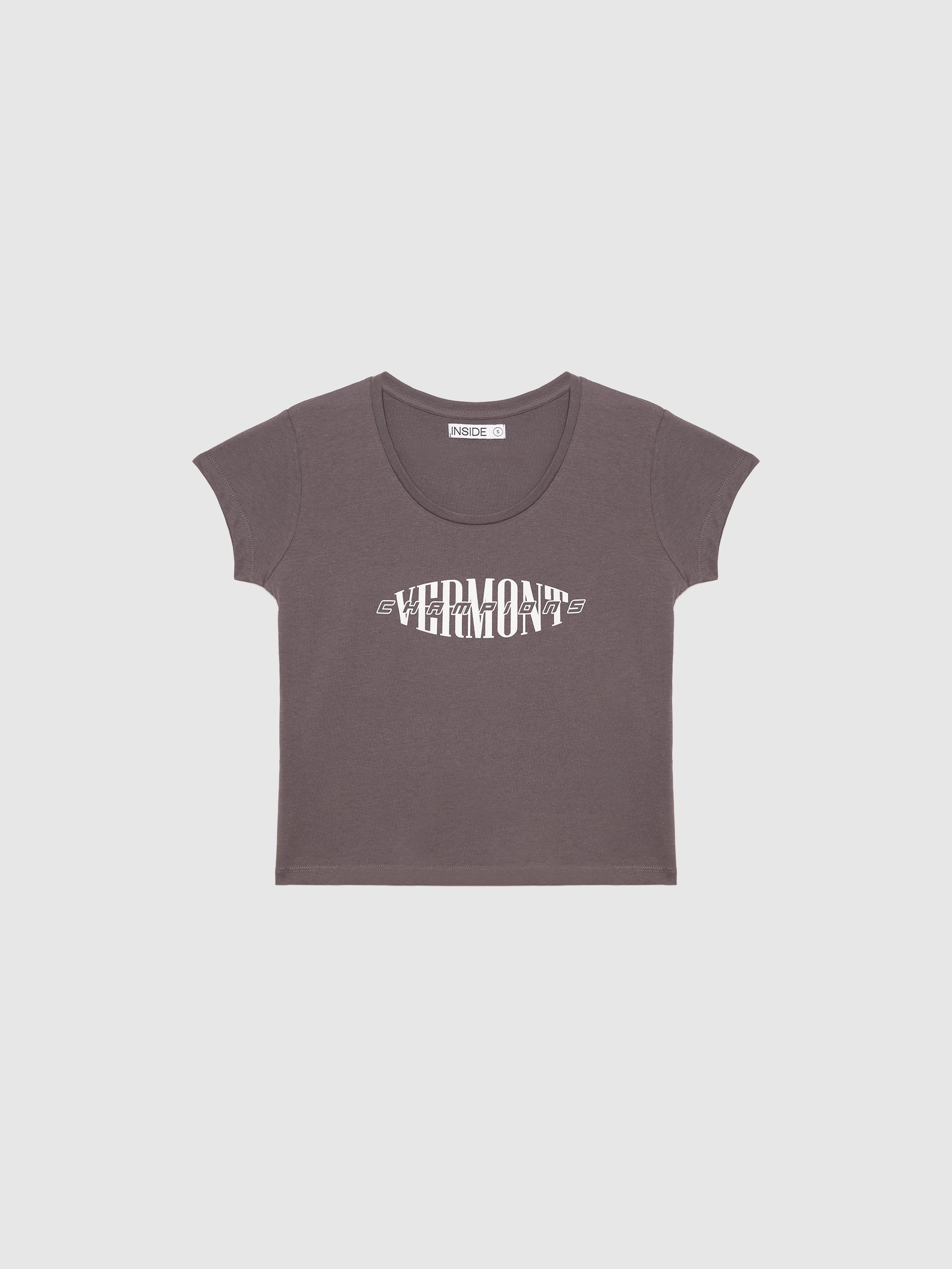 T-shirt crop Vermont malva vista meia frontal