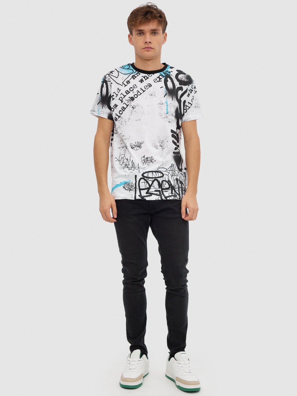 Urban text t-shirt white front view