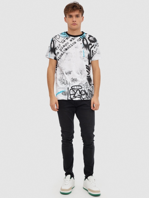 Camiseta texto urban blanco vista general frontal
