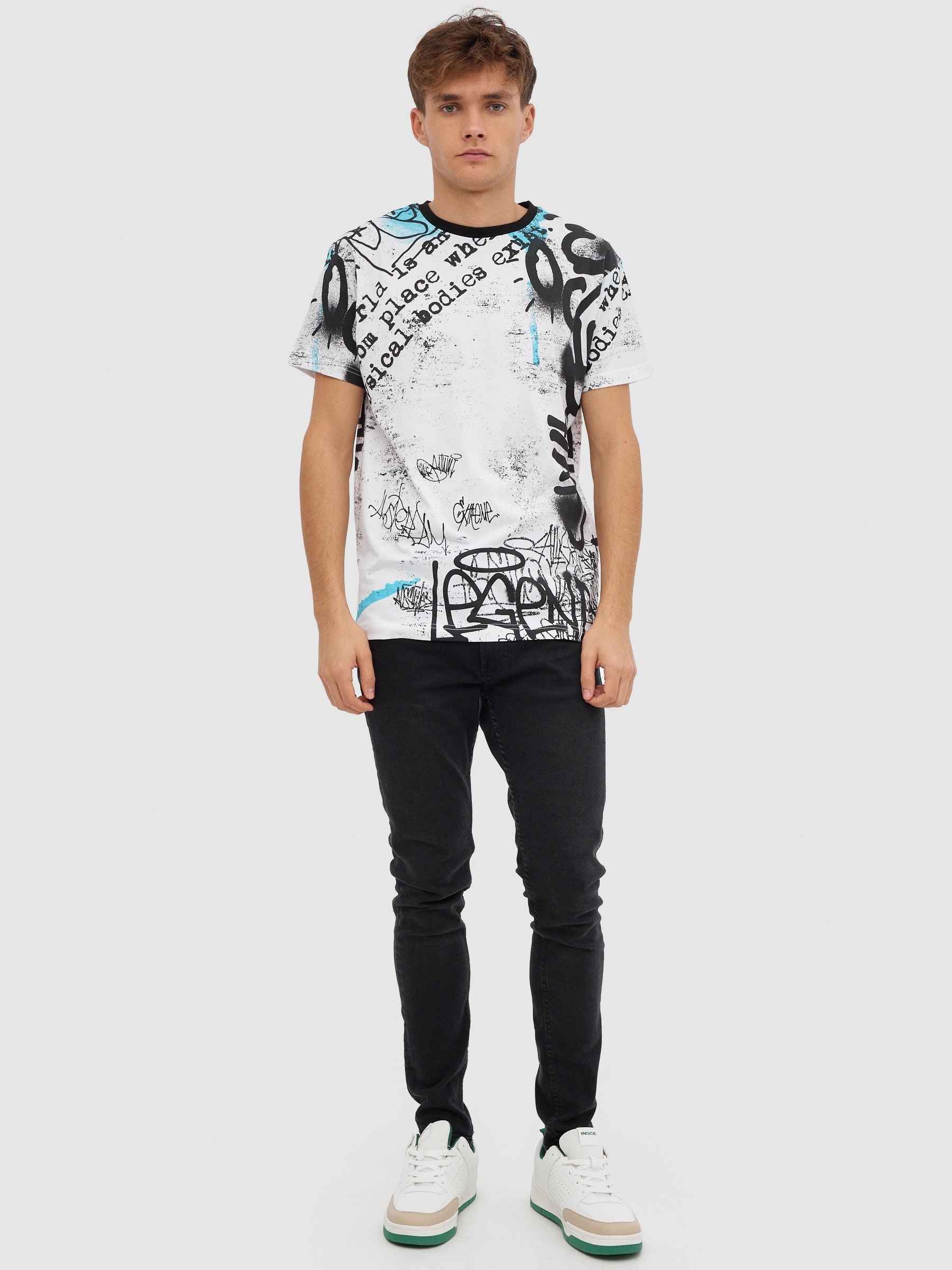 Urban text t-shirt white middle front view