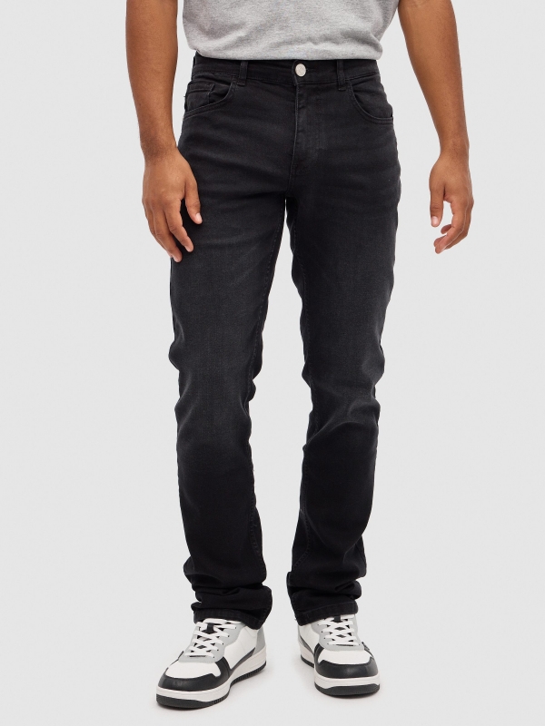 Jeans regular rotos negro vista media frontal