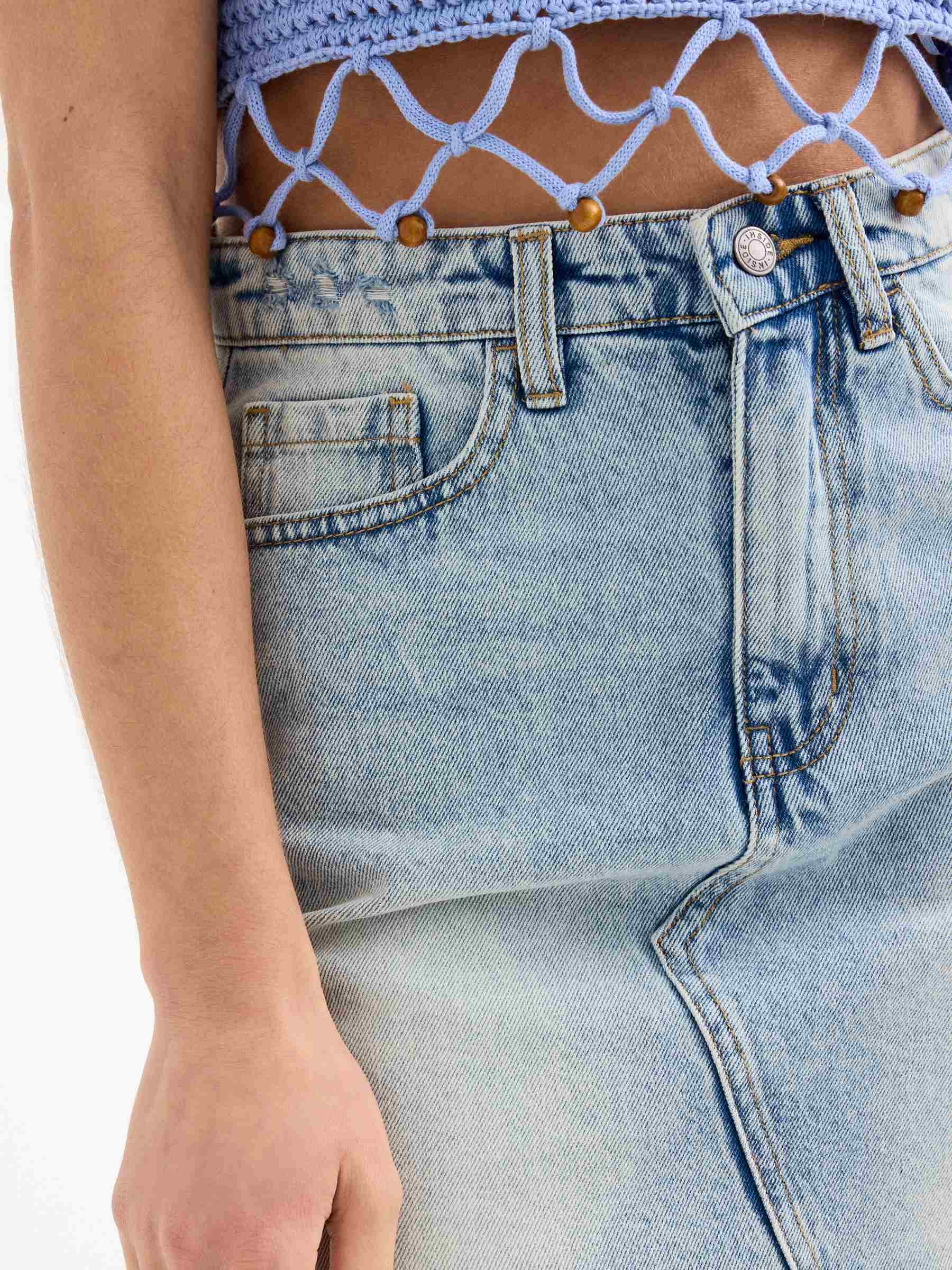 Classic denim mini skirt light blue