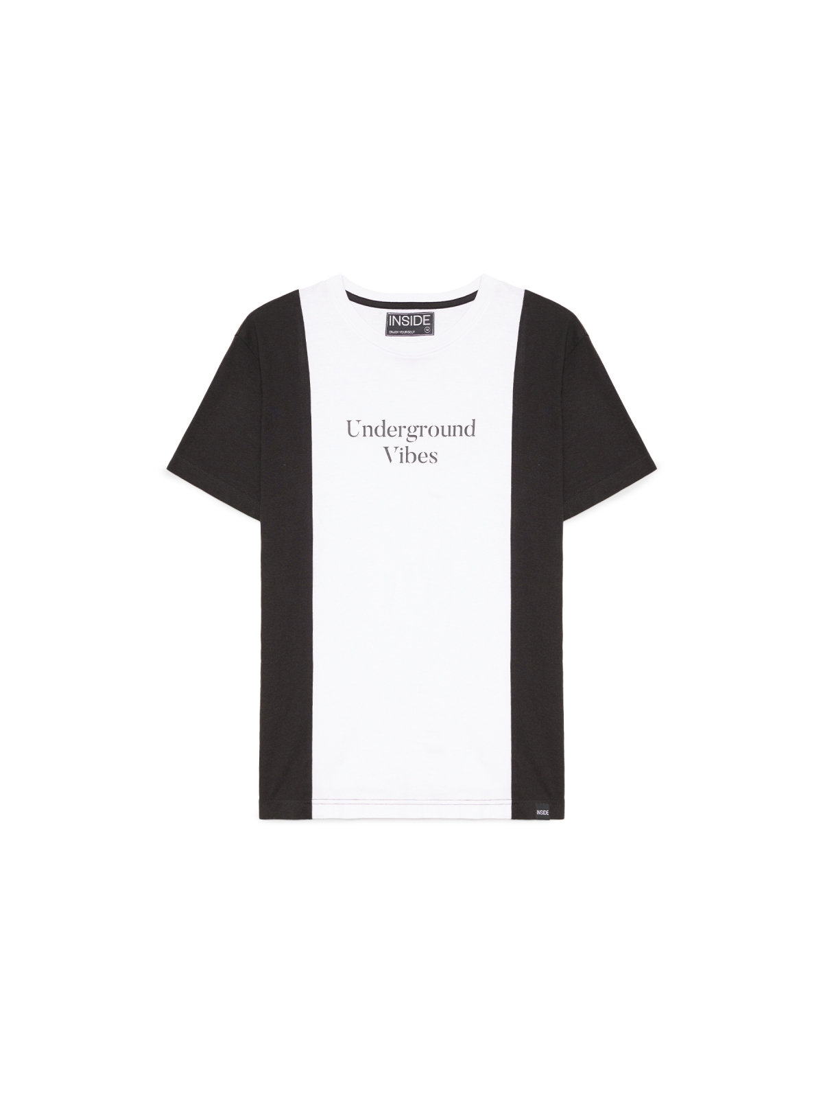 %Pto% Minimalist colour block t-shirt black front view