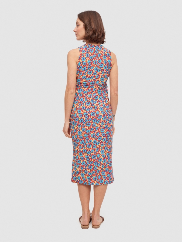 Waist cut-out midi dress multicolor middle back view