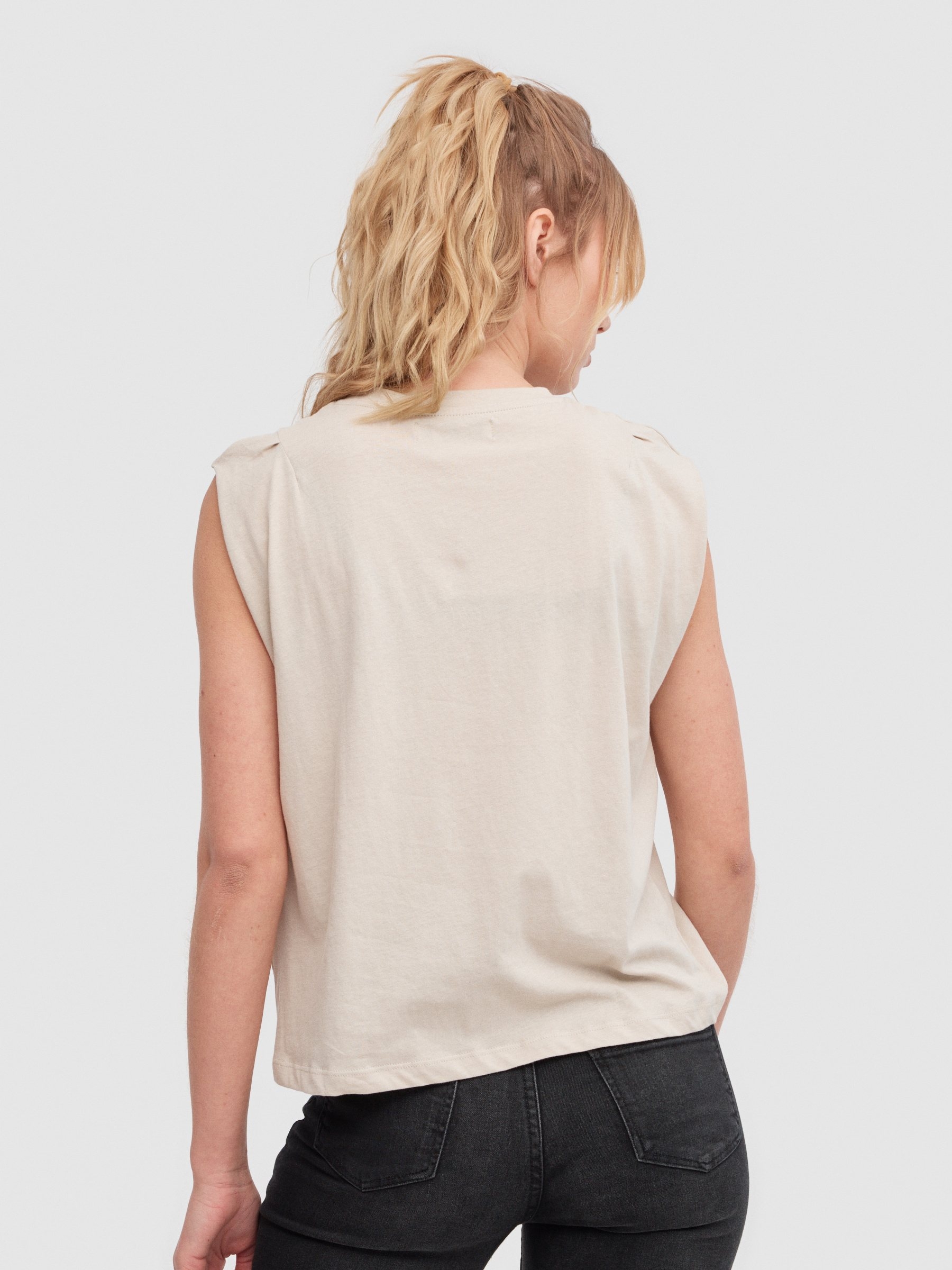 Camiseta sin mangas mariposa taupe vista media trasera