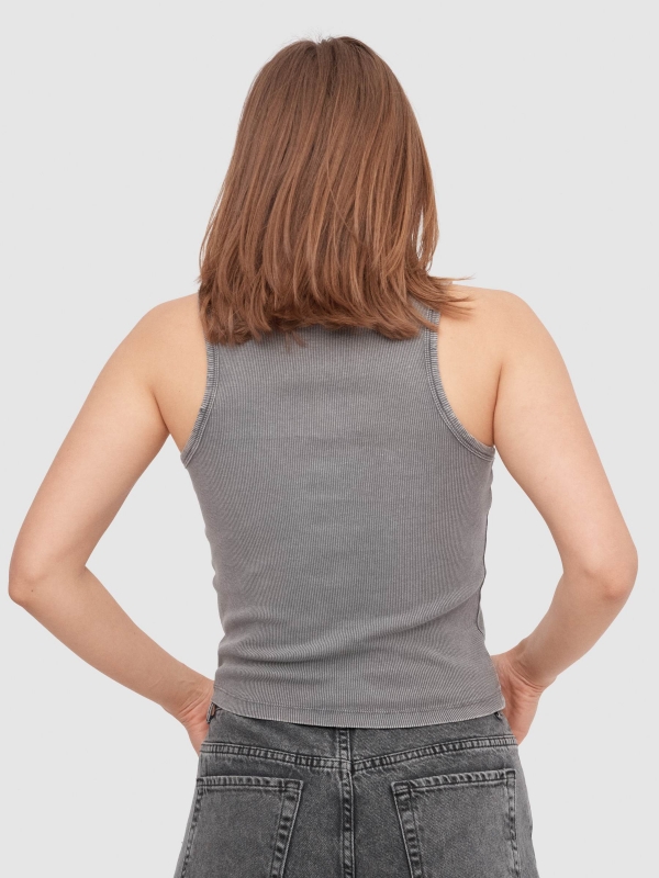 T-shirt com efeito lavado cinza vista meia traseira