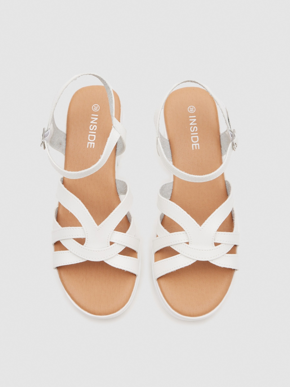 Sandal cross straps white detail view