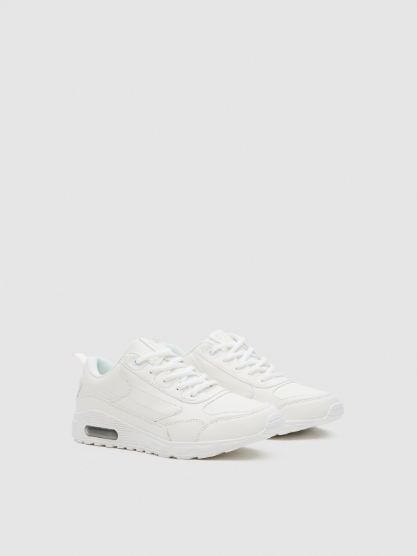 Leather-effect sneaker with air chamber 45º back view