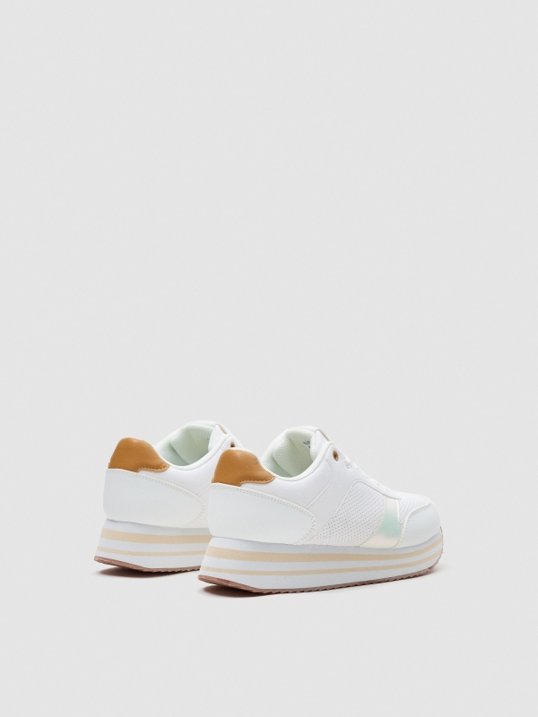 Platform running shoes white 45º back view