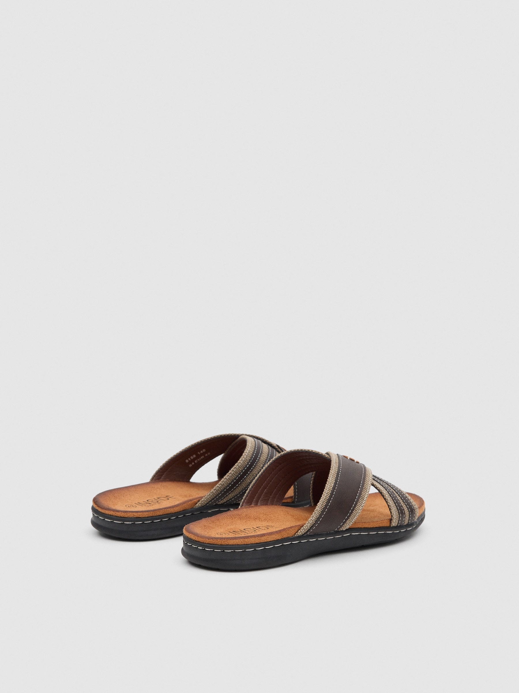 Canvas cross sandal dark brown