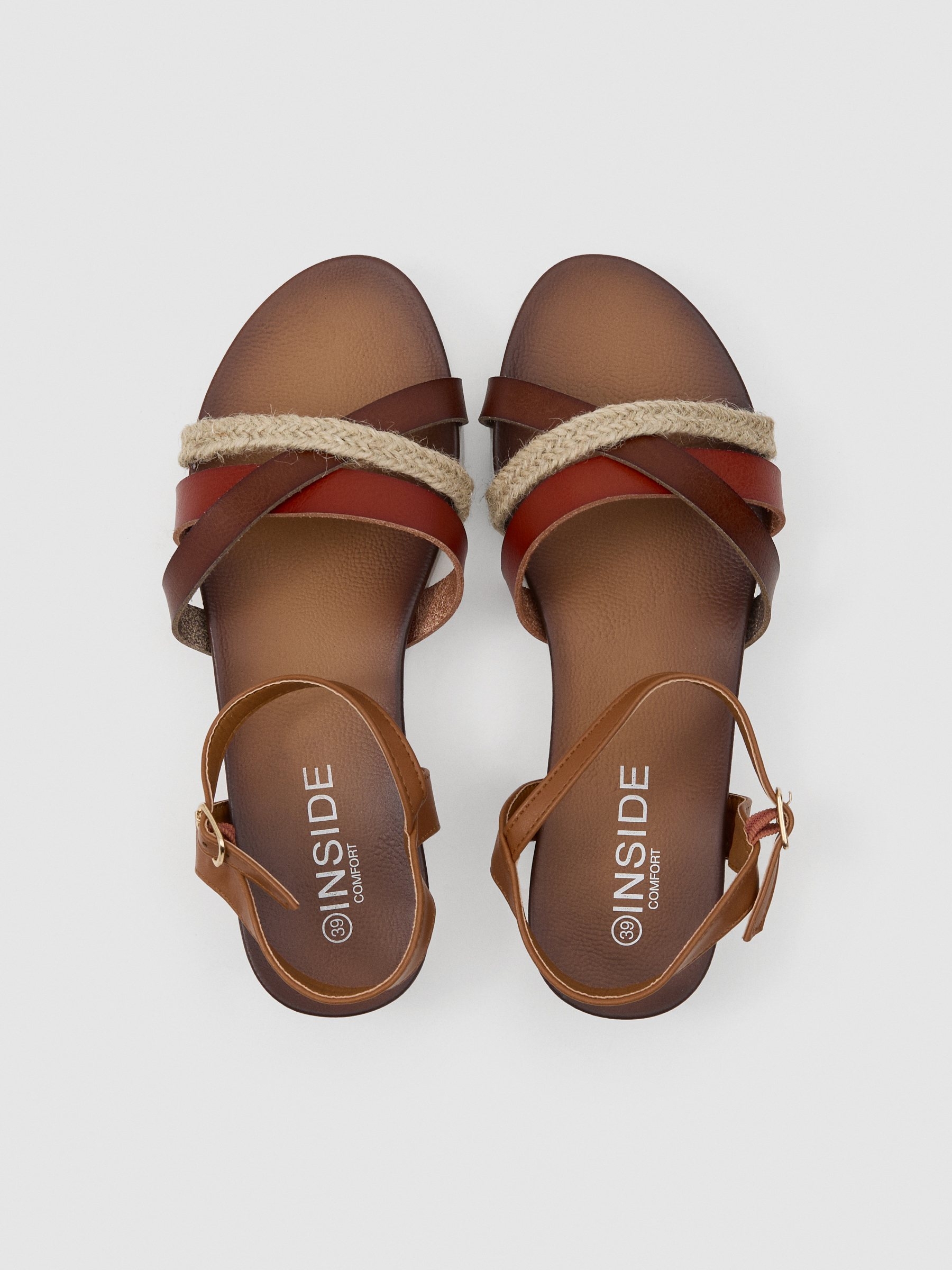 Jute strap sandal brown