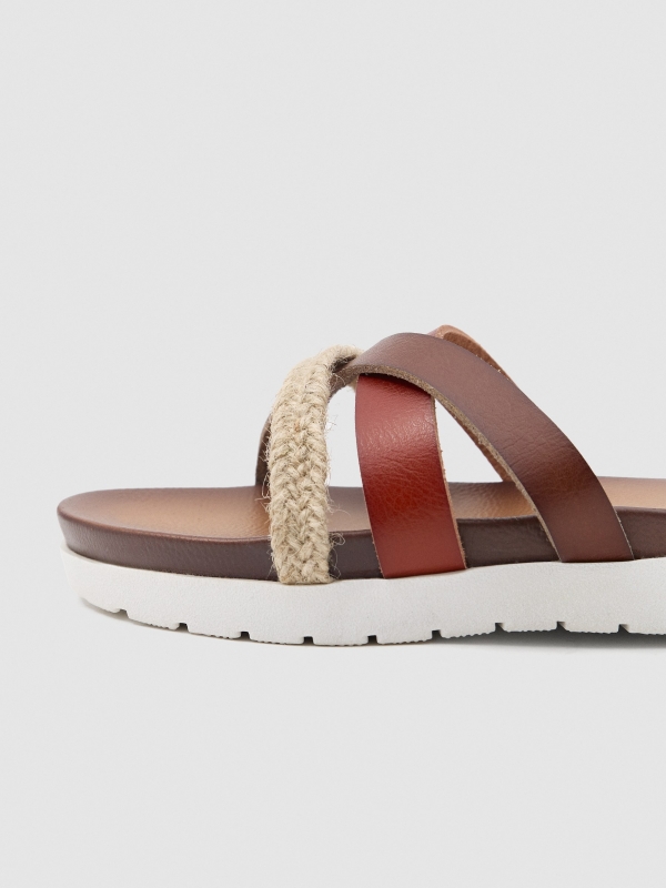 Jute strap sandal brown detail view