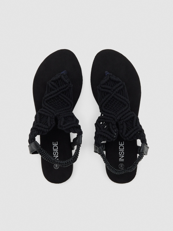 Black macramé sandal black zenithal view