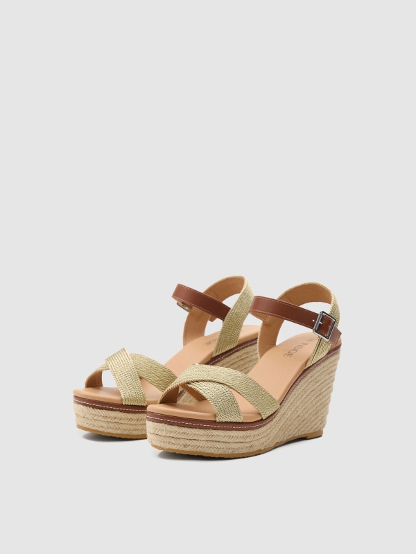 Shiny thread wedges golden/silver 45º front view