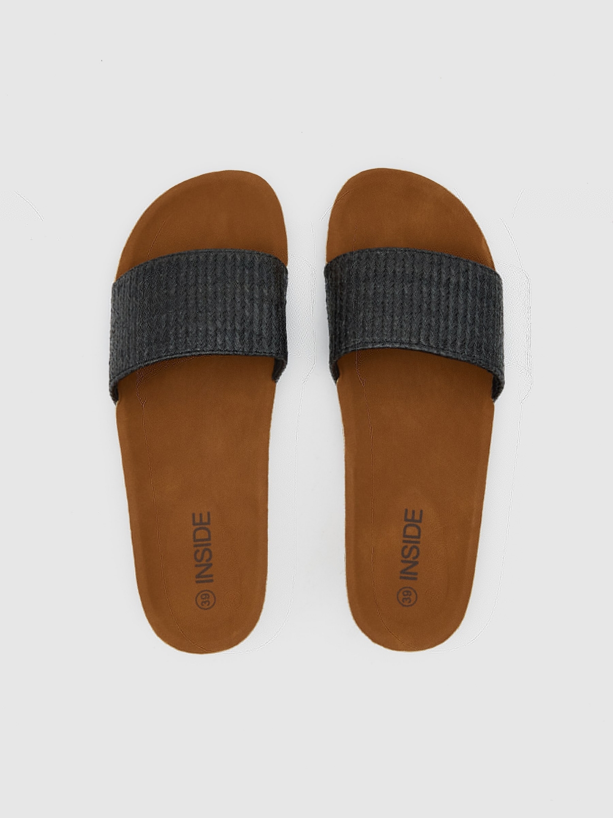 Raffia spade wedge black/beige detail view