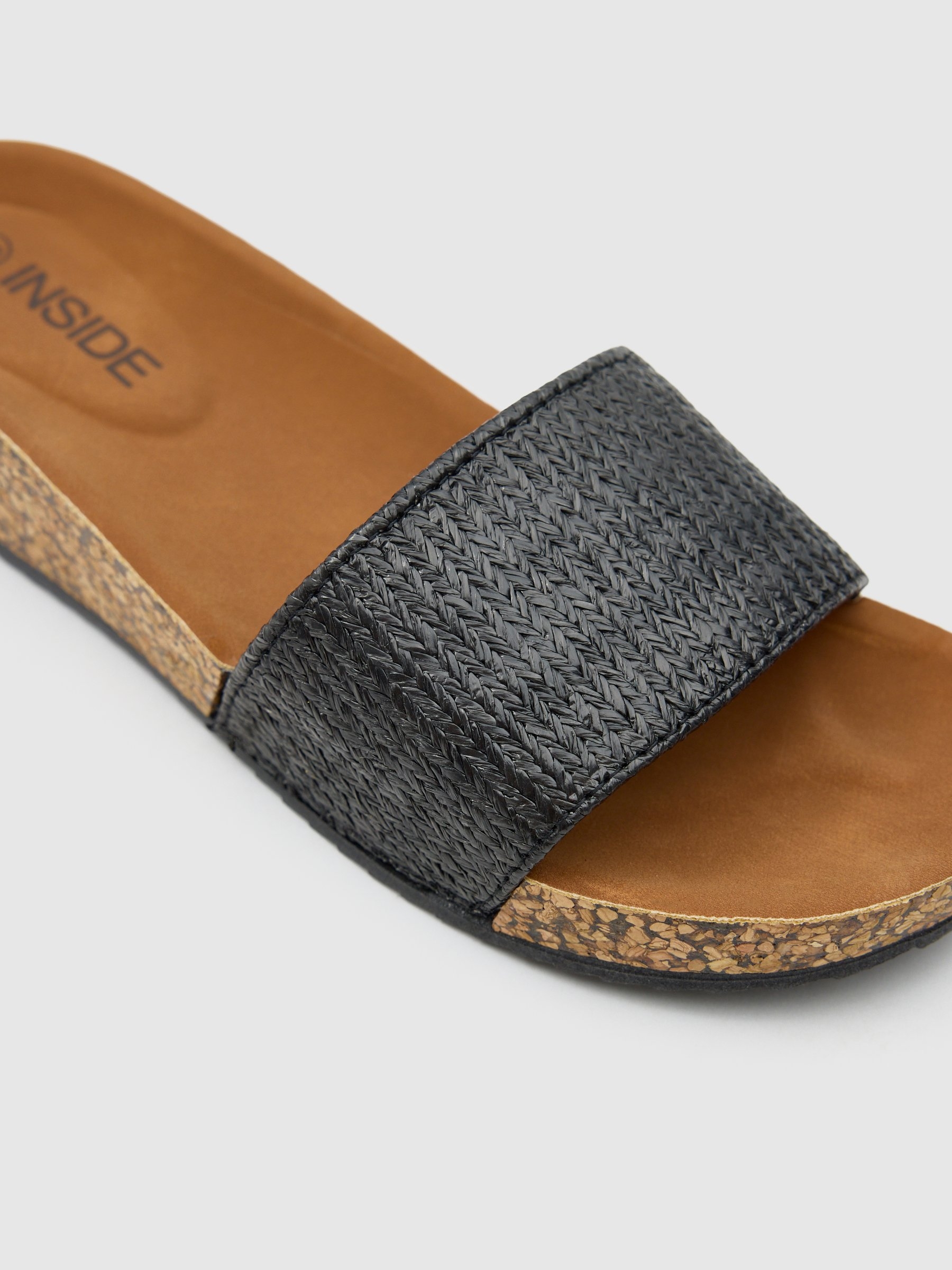 Cuña pala rafia negro/beige