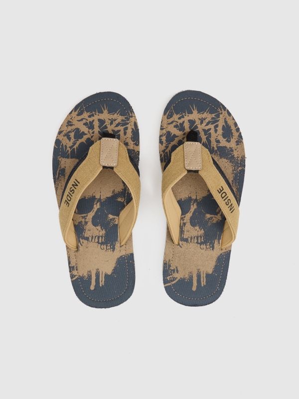 Denim sandal sand zenithal view