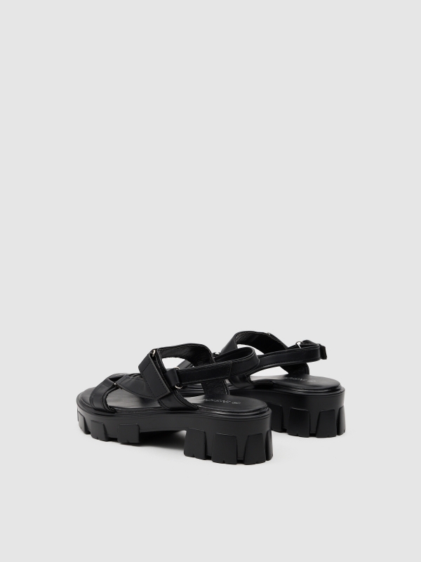 Platform track sandal black detail view