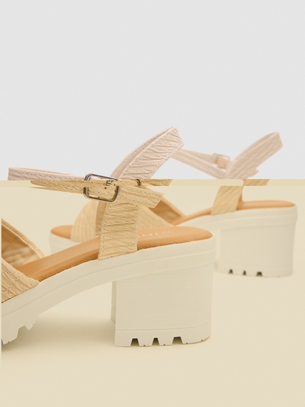 Padded strappy sandals nude pink detail view