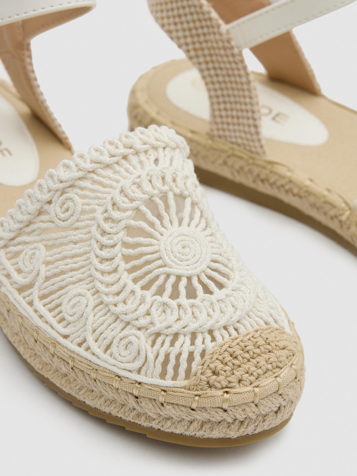 Sandália espadrille croché off white vista detalhe
