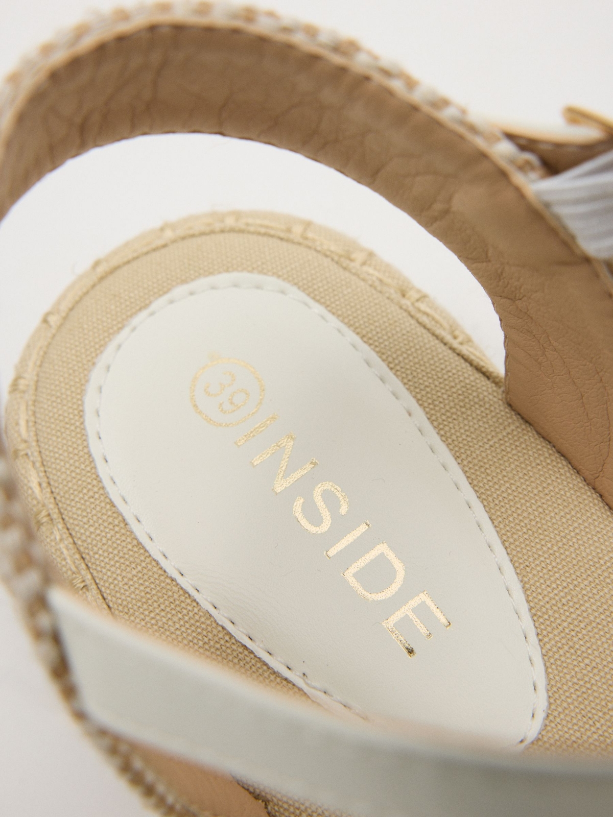 Crochet espadrille sandal off white detail view