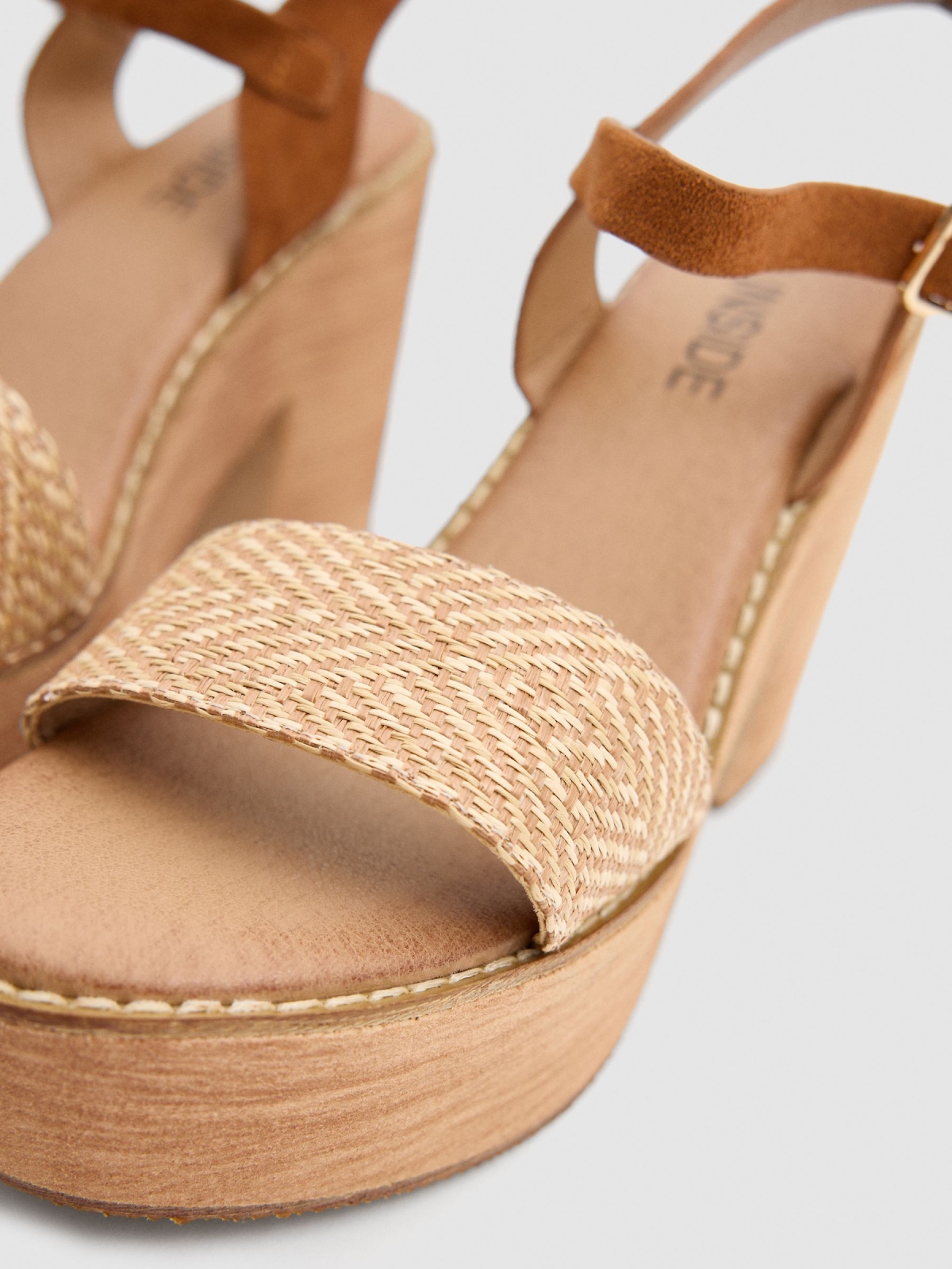 Raffia sandal sand detail view