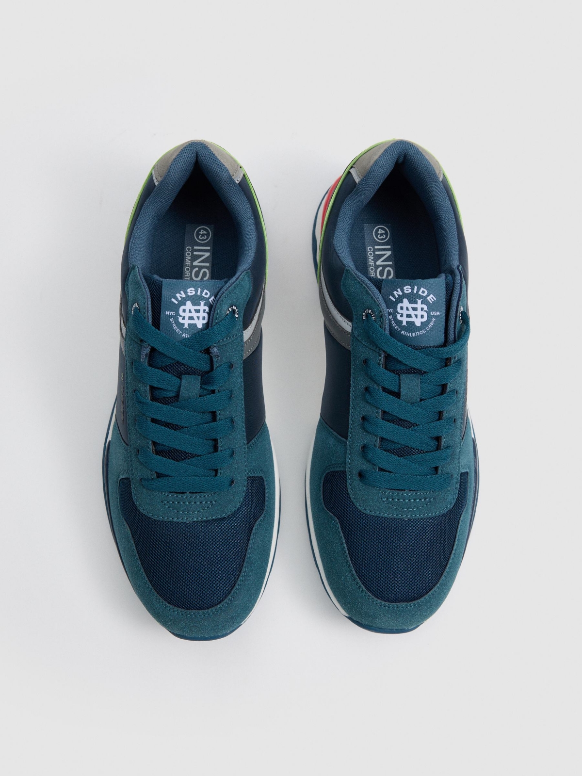 Combined nylon sneaker aquamarine zenithal view