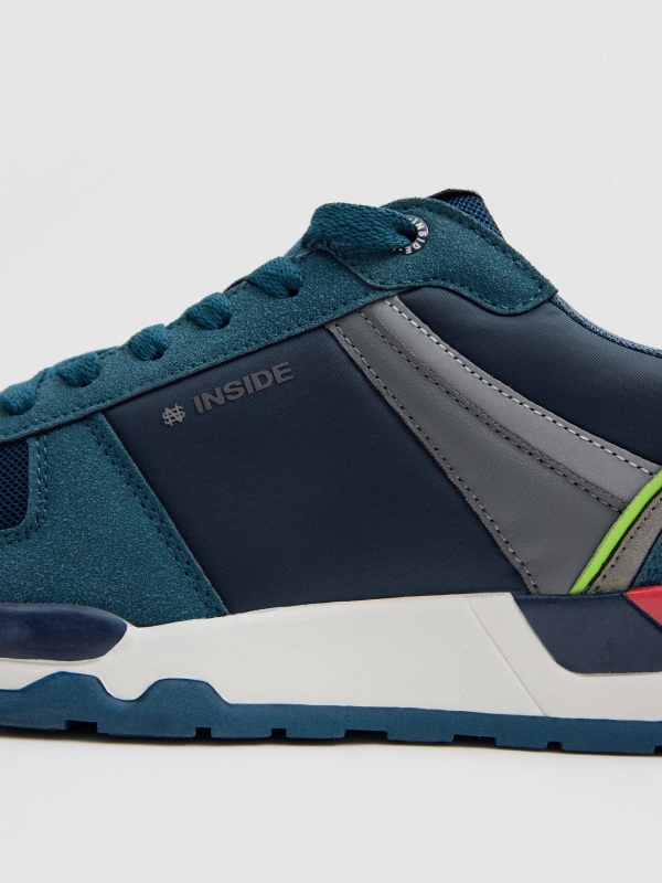 Combined nylon sneaker aquamarine detail view