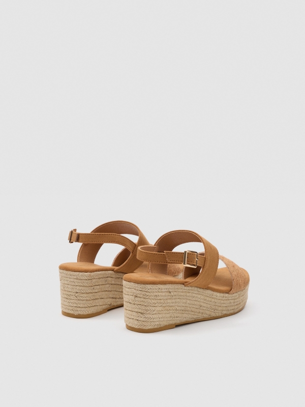 Wedge wide straps cinnamon 45º back view