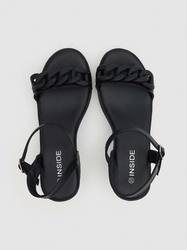 Heel sandal chain black detail view