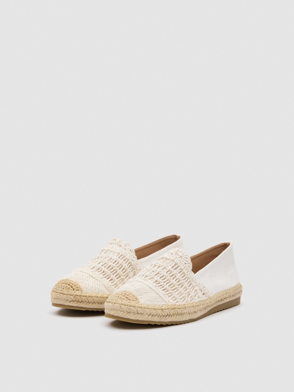 Crochet espadrille off white 45º front view