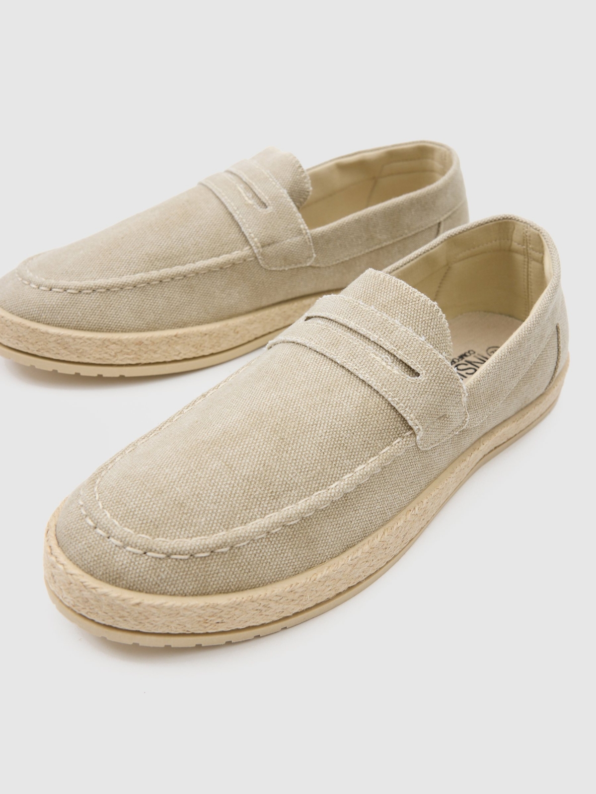 Canvas moccasin sand detail view