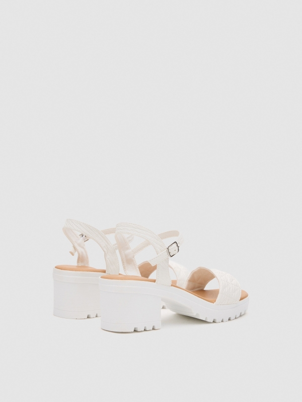 Track heel sandal white 45º back view