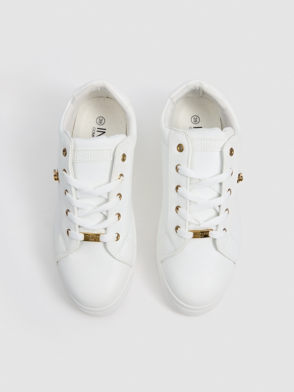 Platform sneakers with zip detail white zenithal view