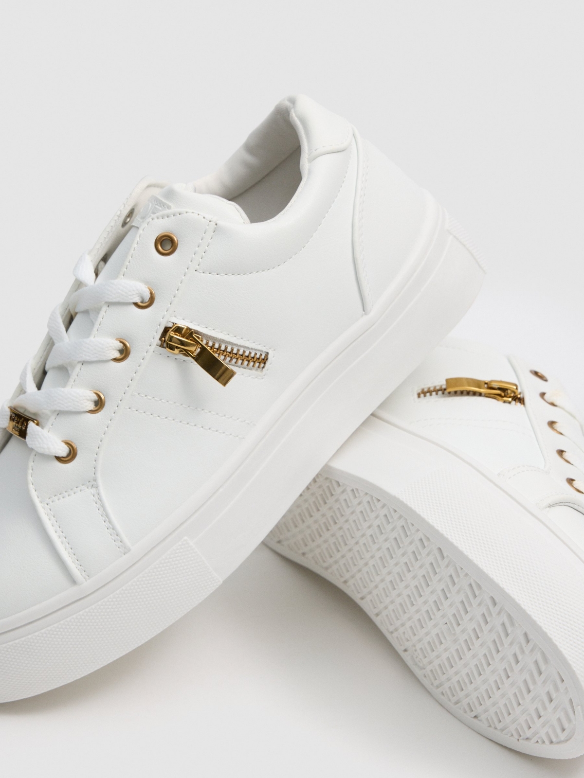 Platform sneakers with zip detail white detail view