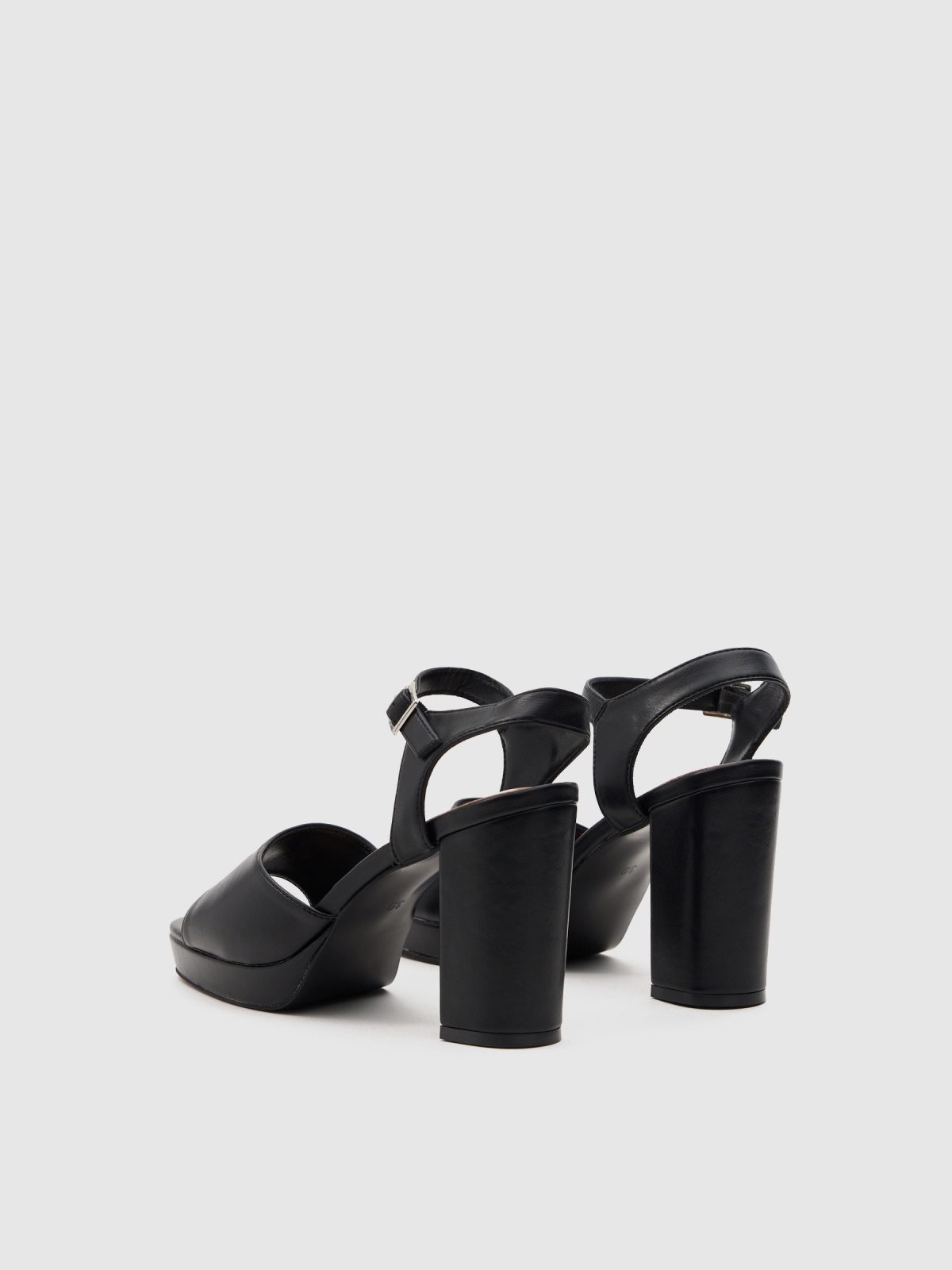 Platform sandal black 45º back view