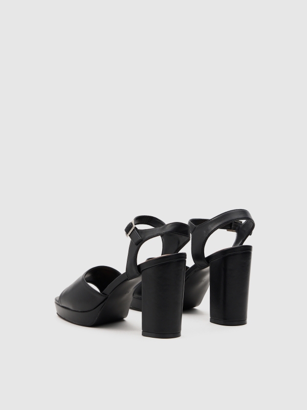 Platform sandal black 45º back view