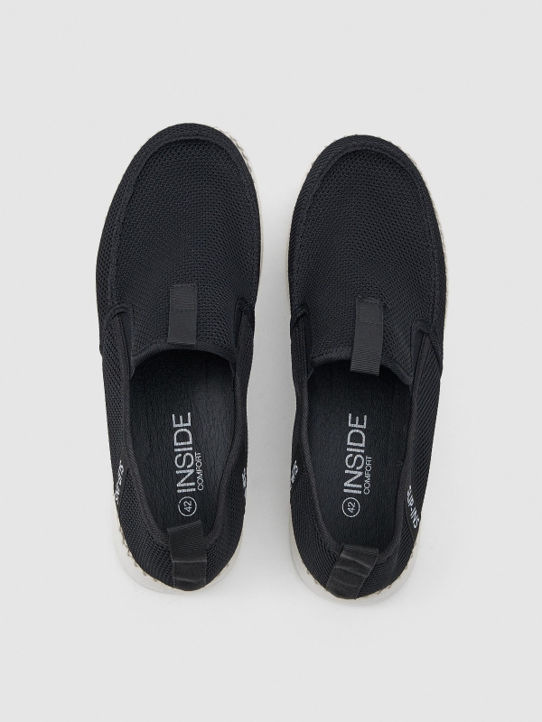 Deportiva nylon elástico negro vista cenital