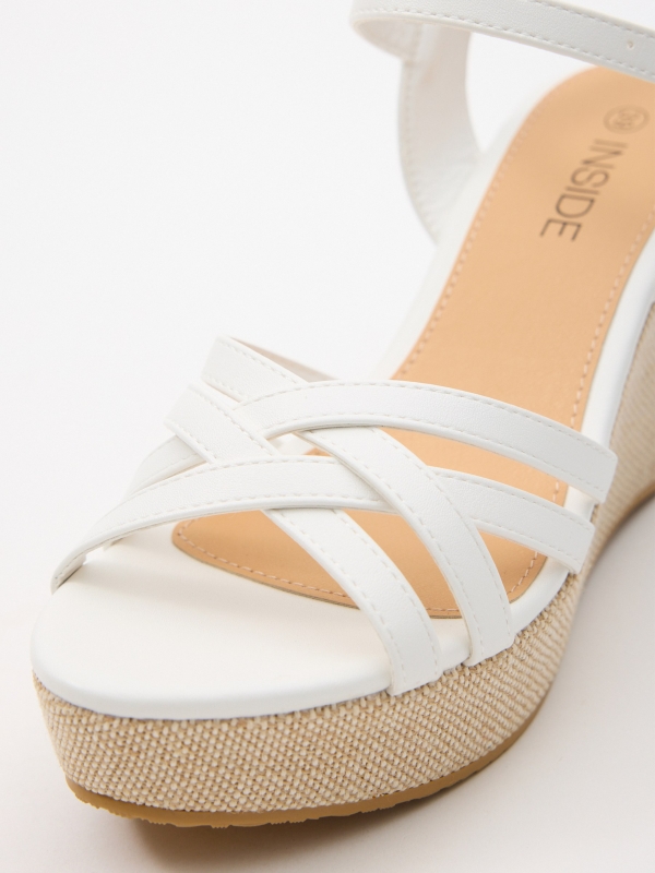 Raffia wedge sandal white detail view