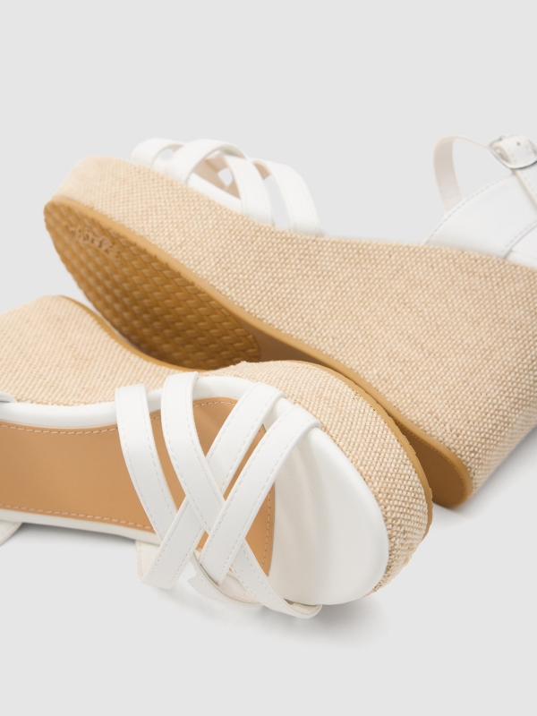 Raffia wedge sandal white detail view