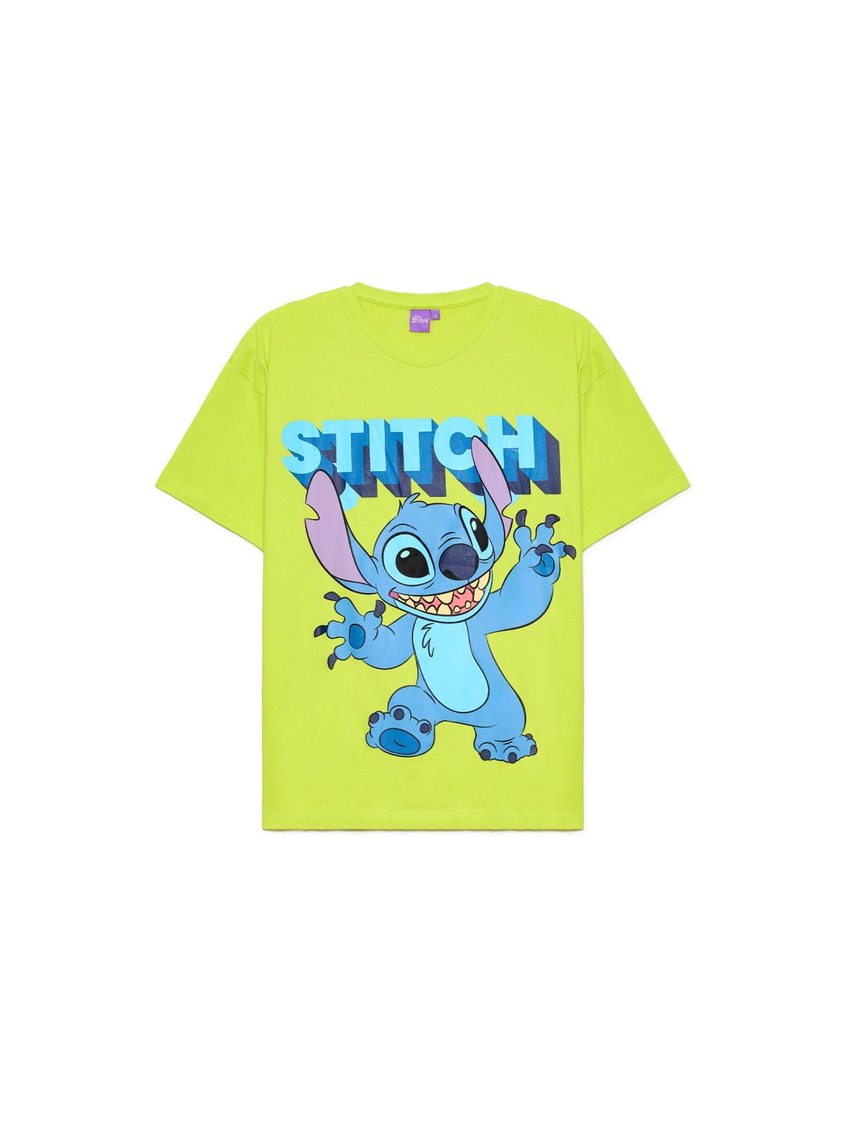 %Pto% T-shirt de manga curta Stitch lima vista frontal