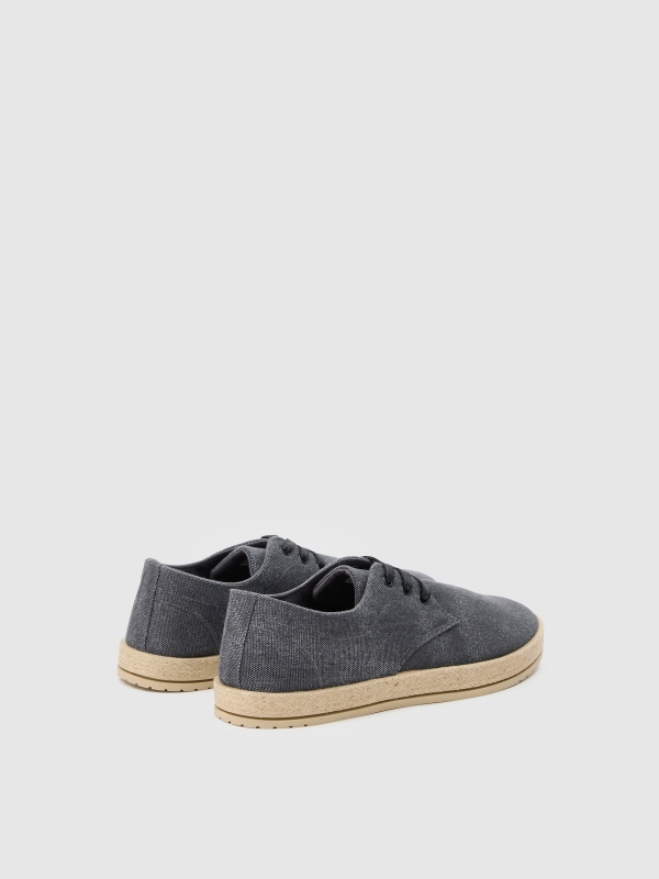 Zapatilla suela de yute negro vista trasera 45º