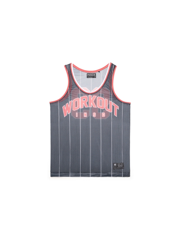  T-shirt de basquetebol às riscas preto vista frontal