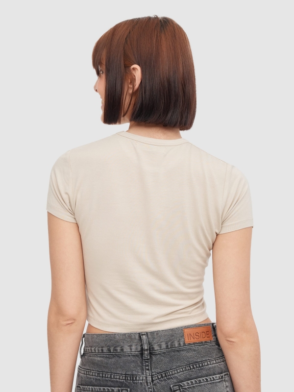 Cats T-shirt taupe middle back view