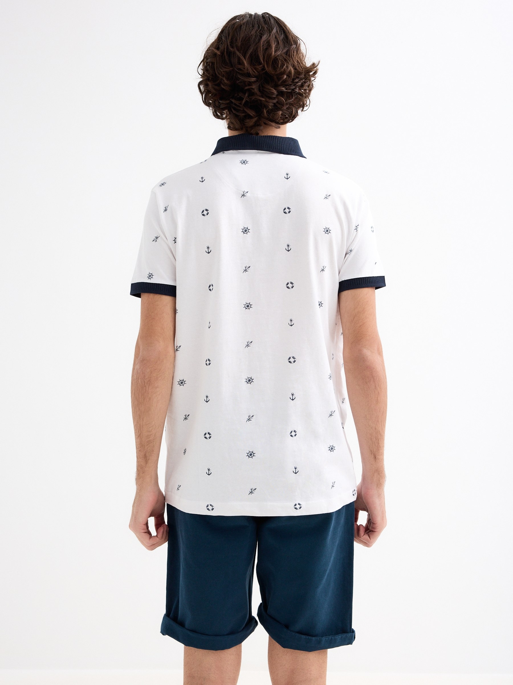 Sailor polo shirt white middle front view