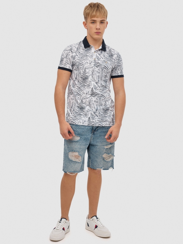 Tropical polo white general front view