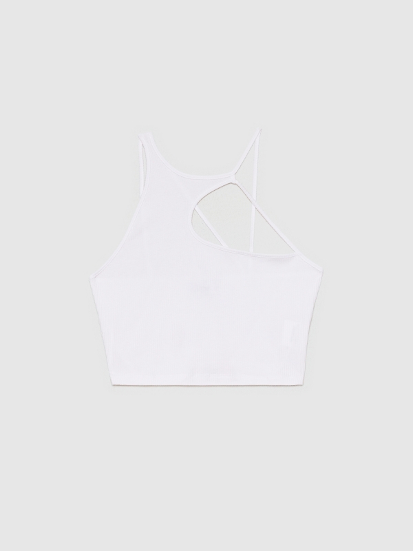 Asymmetric straps top white detail view