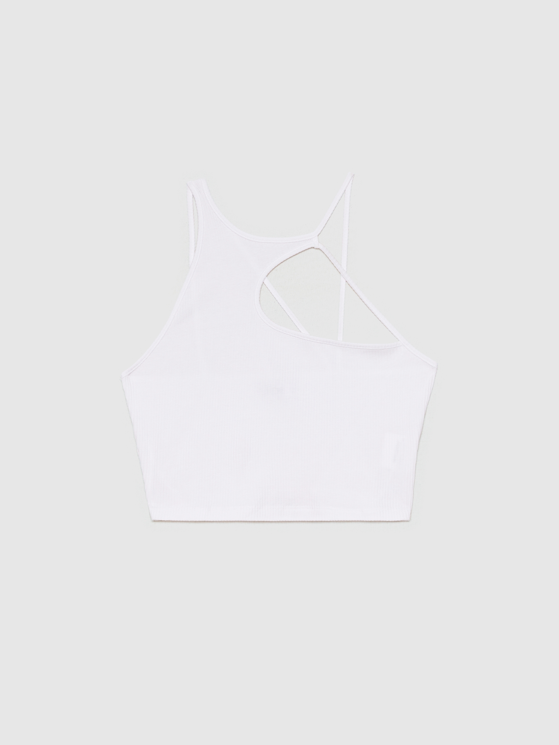 Asymmetric straps top white middle front view