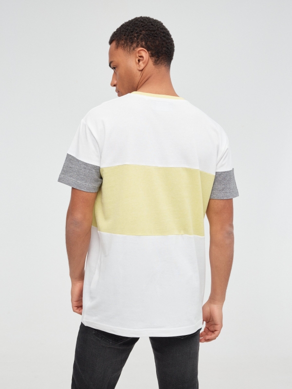 Colour block t-shirt white middle back view