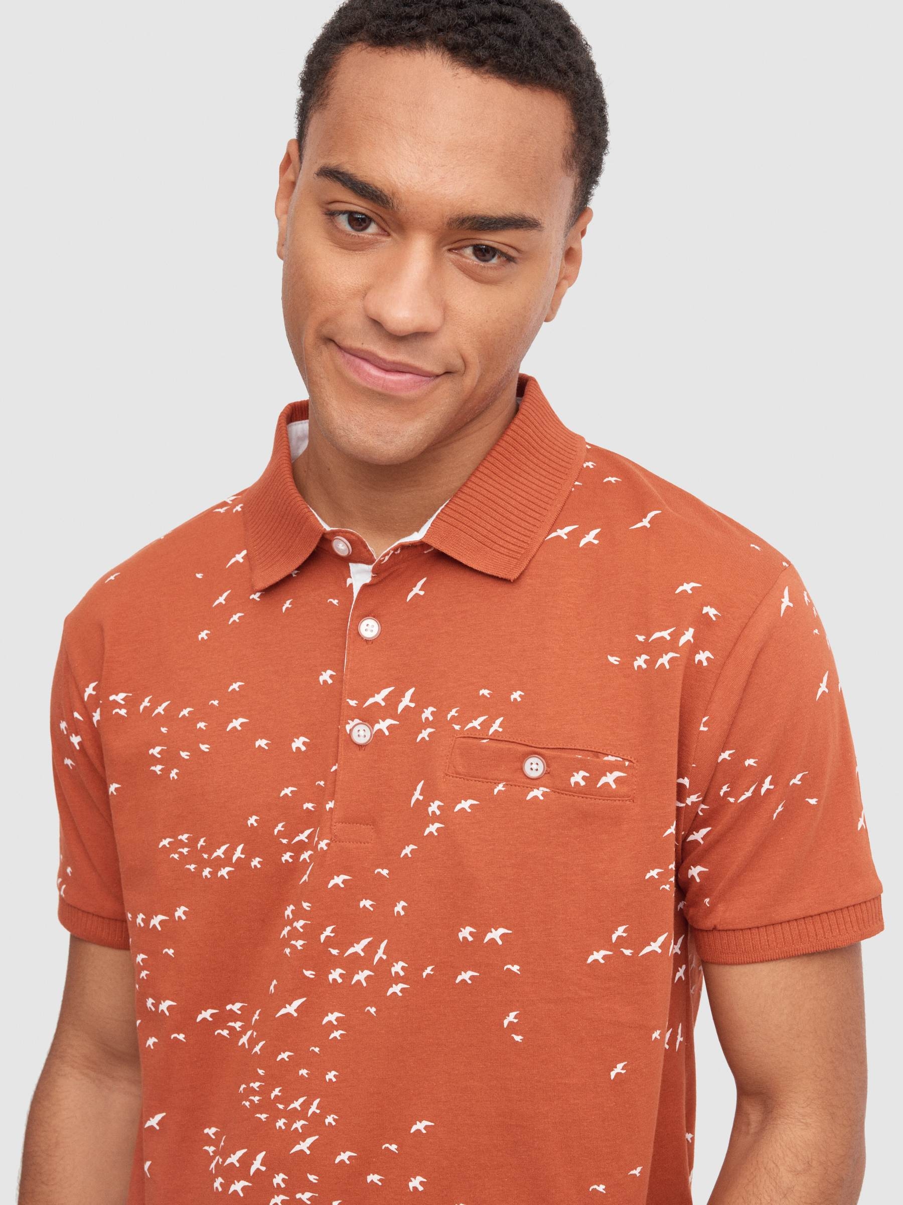 Pólo aves marrom vista meia frontal